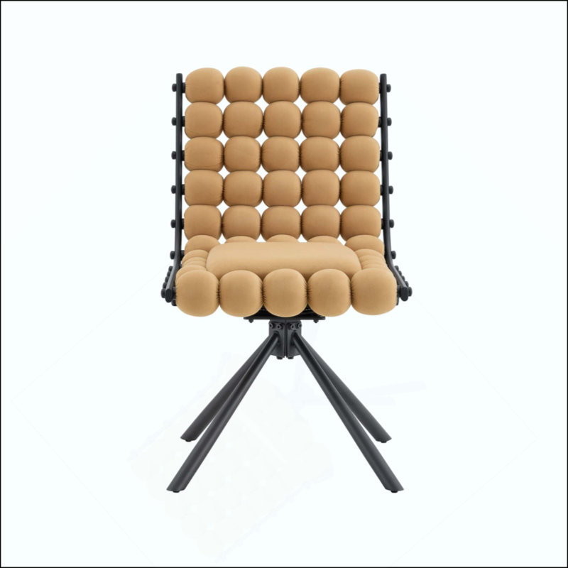 Ensemble de 2 chaises de salle à manger avec chaise à bulles et pieds en velours, Noir, brun, Noir, brun