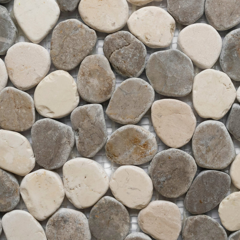 Carreau de mosaïque en marbre ovale gris et blanc CNK Tile