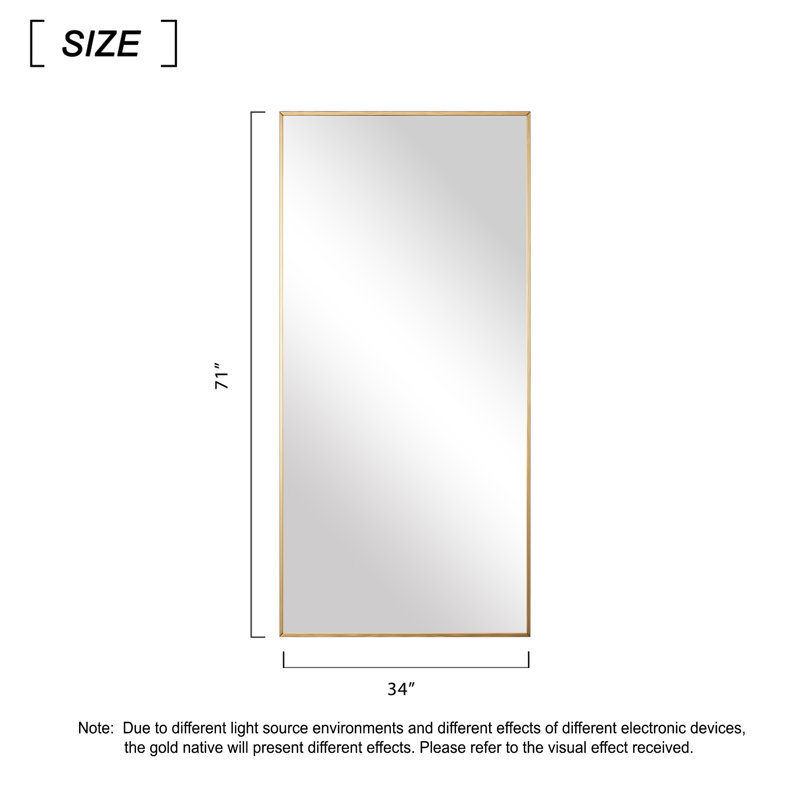 Miroir de salle de bain Arlena, 71 po x 34 po, Doré