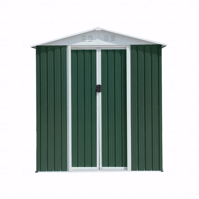 6Ftx4ft Apex Roof Green Outdoor Tool Storage House Garden Shed With Aluminum Alloy Frame And Sliding Door, Green