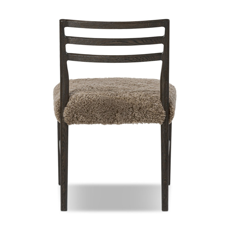 Lindyn 18.9'' H Upholstered Side Chair, Scrubbed Oak Black, Taupe Shearling
