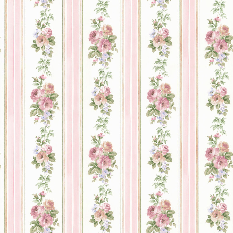 Alexys 10m x 53cm Matte Wallpaper Roll, White/Pink