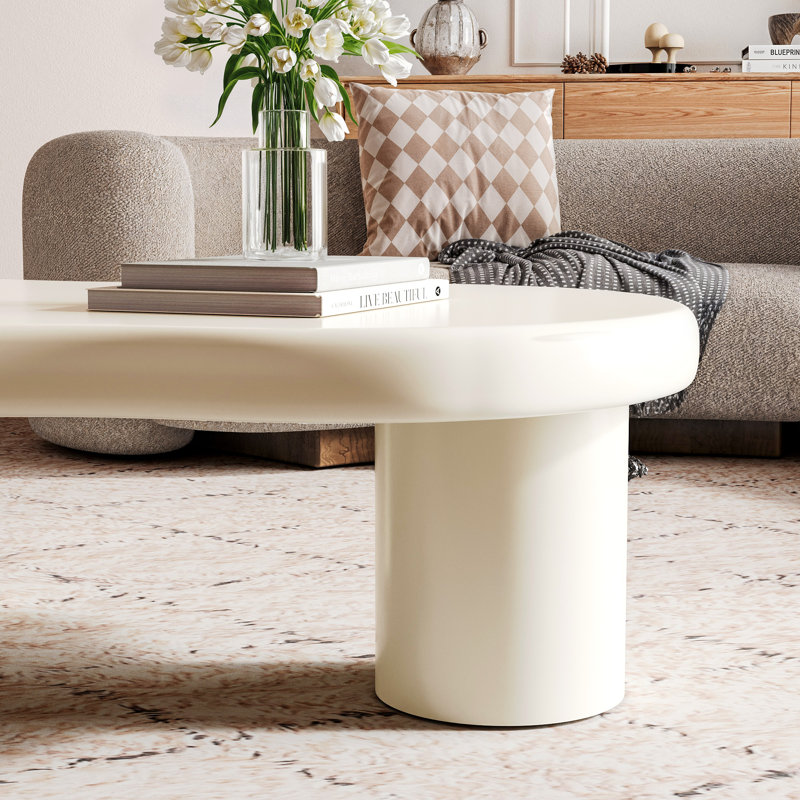 Table basse en bois 49 po, H 16,5 po x L 49 po x l 34 po, Blanc