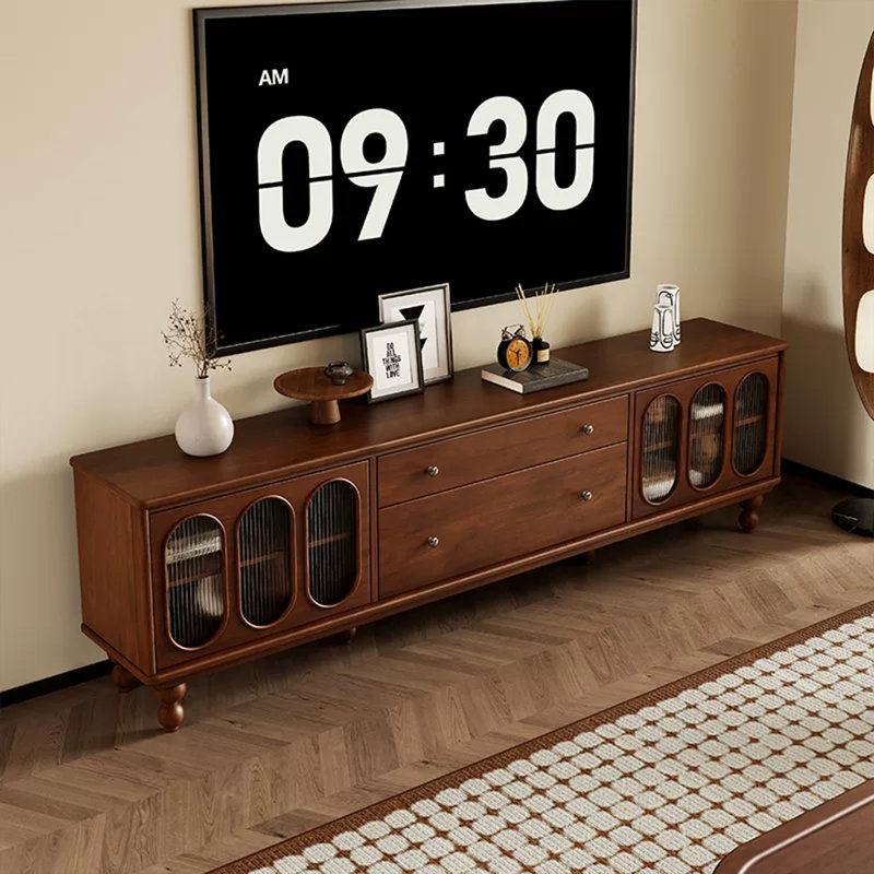 Retro Nut-Brown Solid Wood TV Stands, 78.74