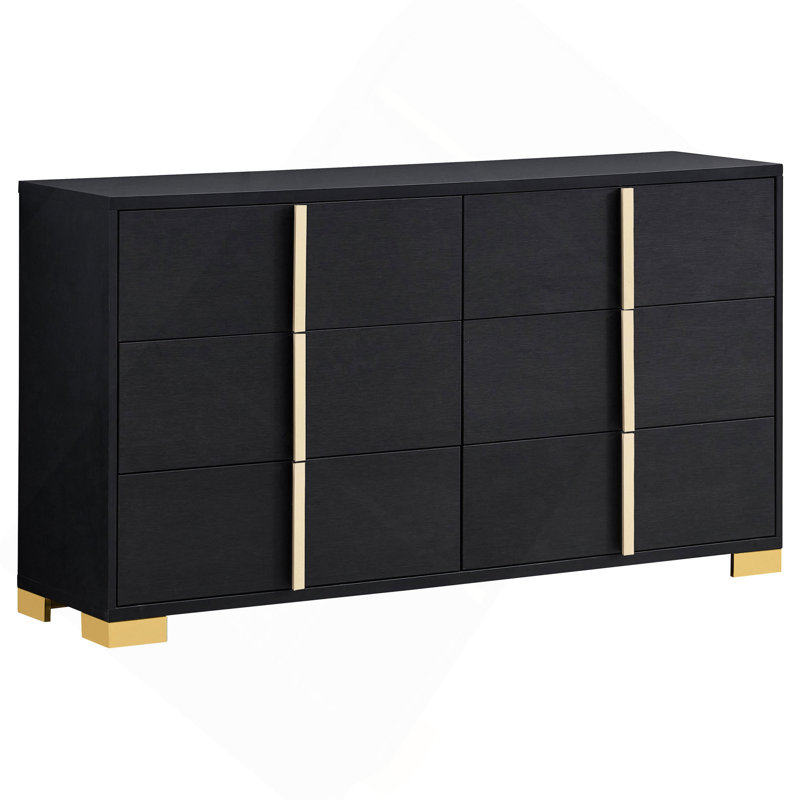 Commode 6 tiroirs, Noir