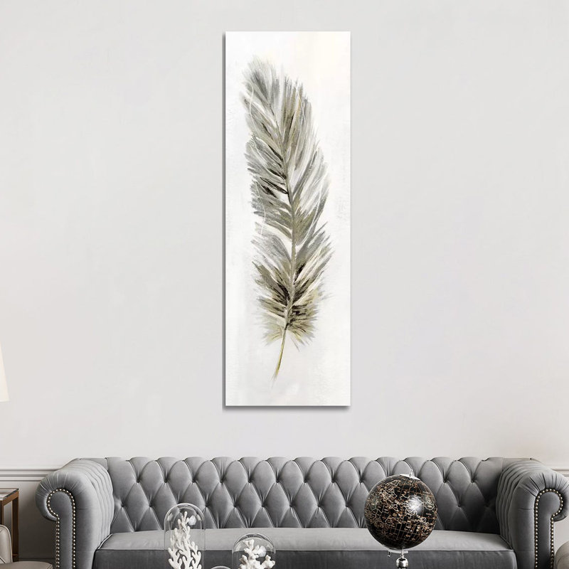 Plume Neutral II - Panoramic Painting on Canvas, Wrapped Canvas, 121.92 cm H x 40.64 cm W x 3.175 cm D