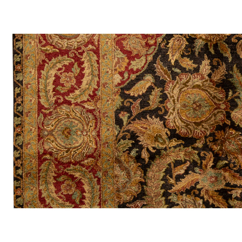 High-Quality Hand-Knotted Black And Red Area Rug