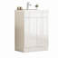 Ensemble de meuble-lavabo 24 po avec évier, armoire de salle de bain 2 portes, avec tablette, conception sans poignée, lavabo en céramique à bordure épaisse unique, charnière à système de fermeture en douceur, assemblage facile