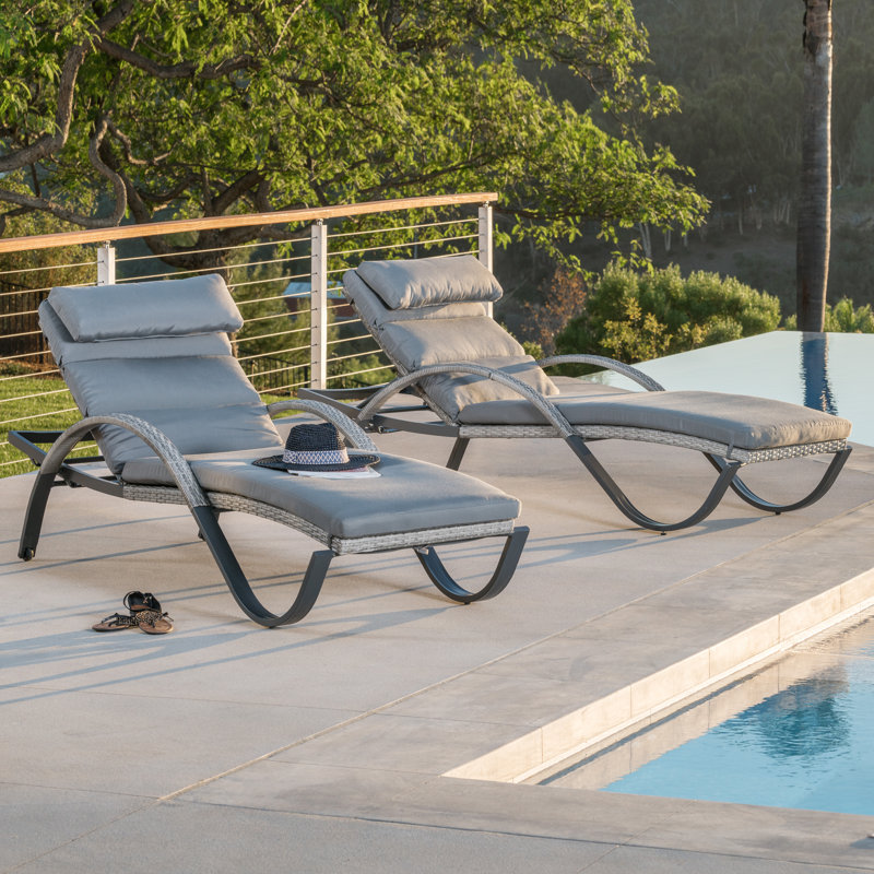 Cannes Outdoor Chaise Lounge, Charcoal Grey Sunbrella®