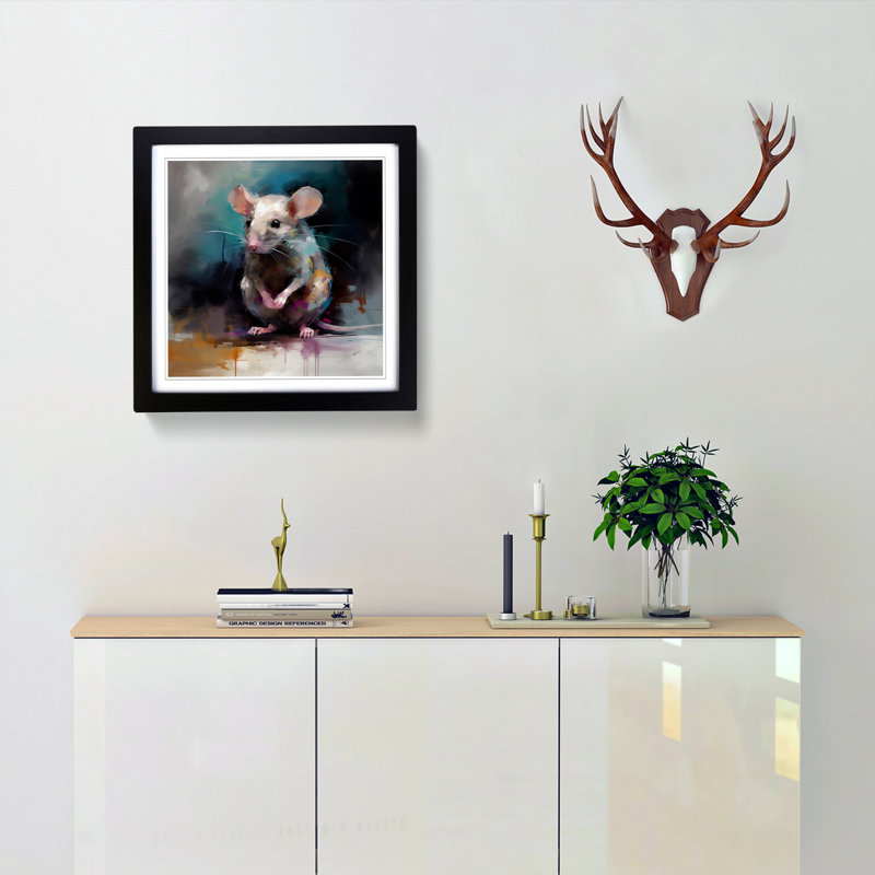 Mouse Gestural Art No.2 - Framed Print, Black