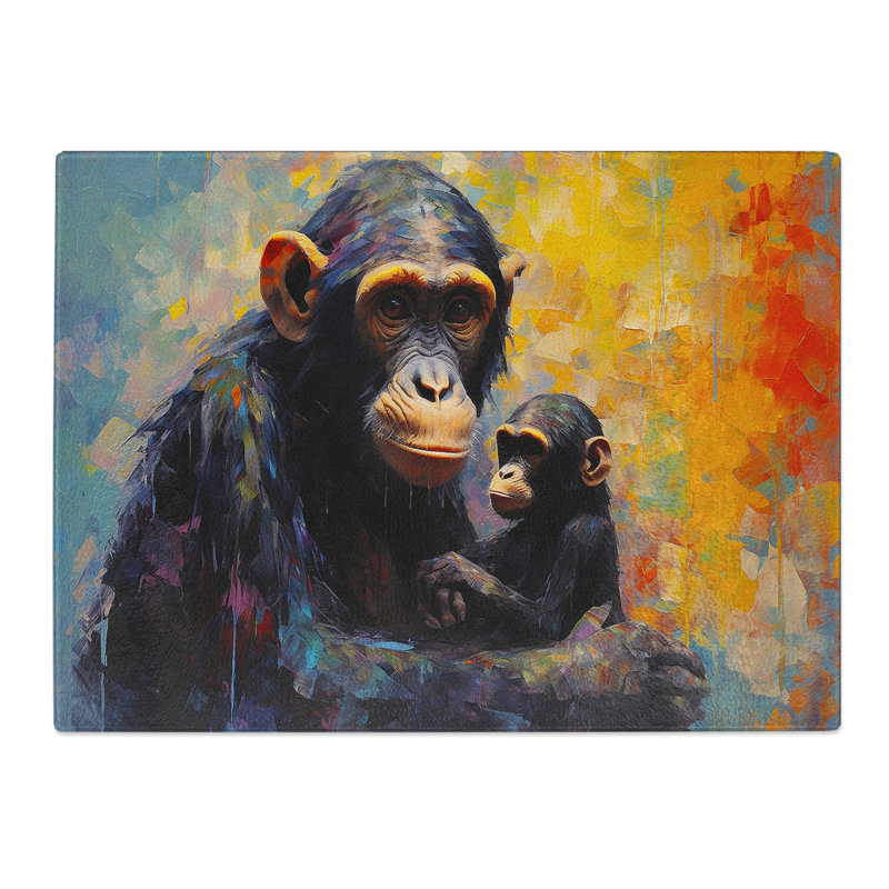 Monkey Impressionism  Glass Chopping Board