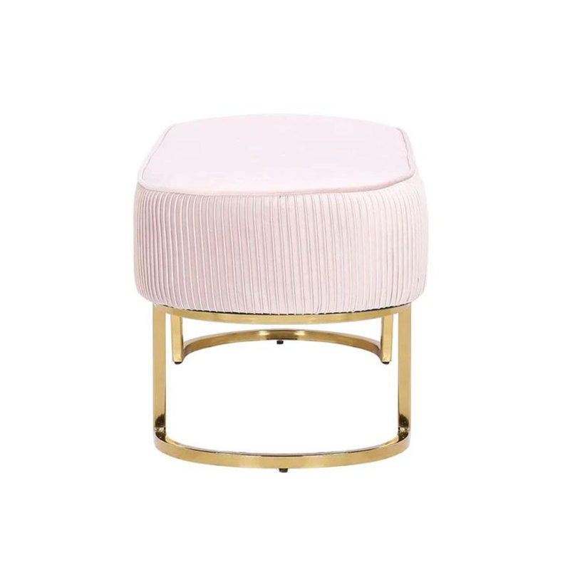 Banc rembourré en velours Roma, Rose