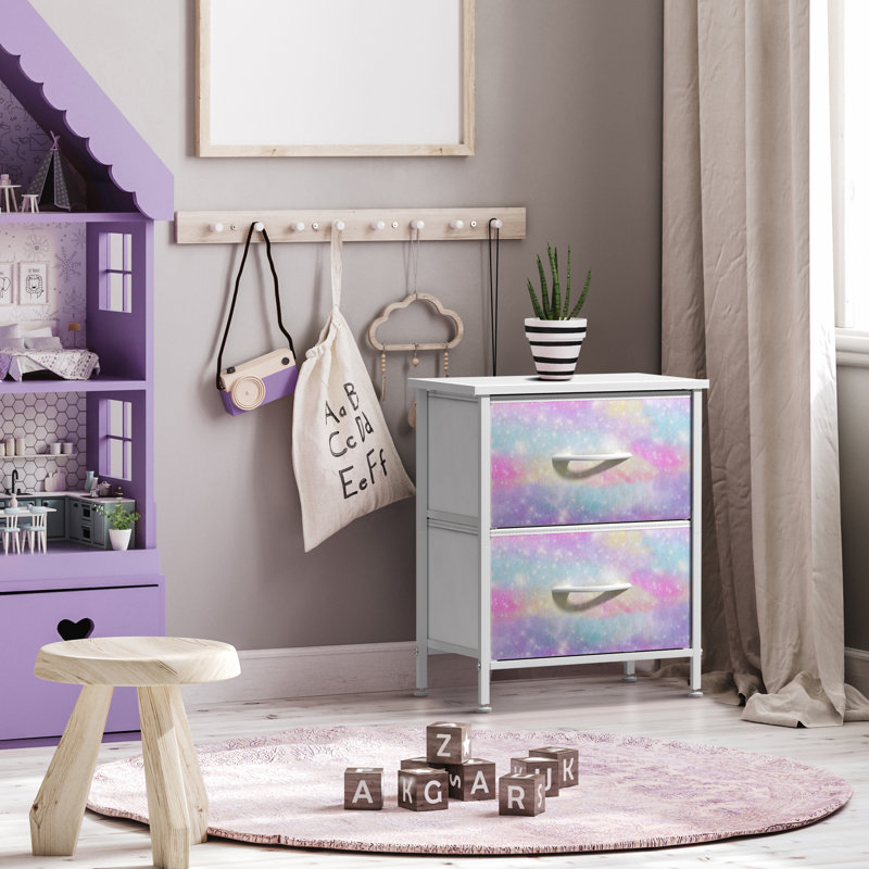 Bedside table with 2 drawers, Jaune