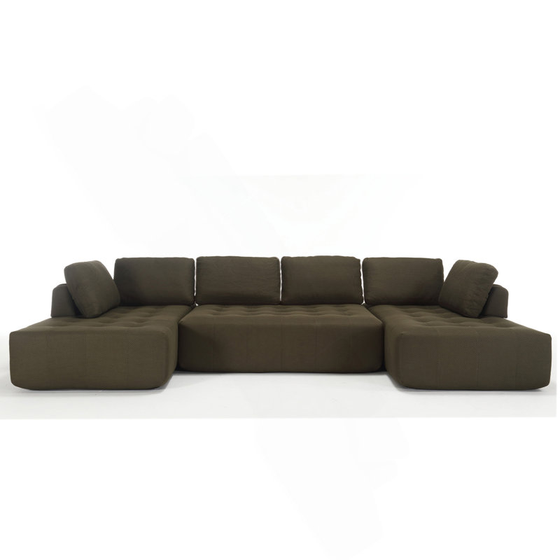 Canapé modulaire Boneless de 138,5 po, canapé en forme de U, salon, appartement, rembourré, canapé 6 places, canapé combiné libre (tissu maillé), tissu respirant