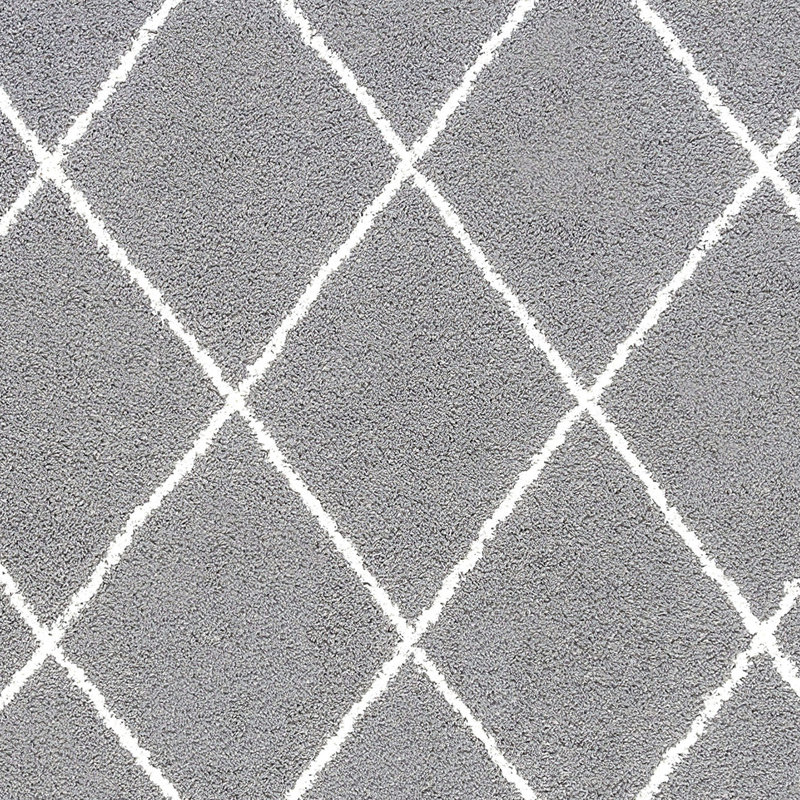 Babich Performance Silver/White Shag Rug, Rectangle 3'3" x 5'
