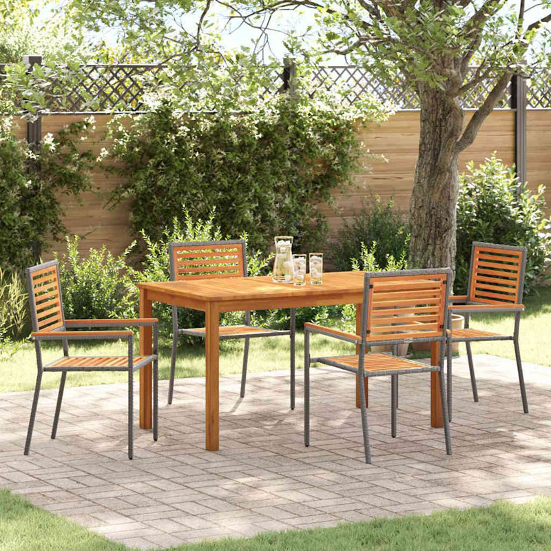 Patio Dining Set with, Grey, 5, Grey, 4