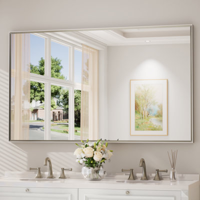Miroir de salle de bain avec cadre en aluminium et verre trempé