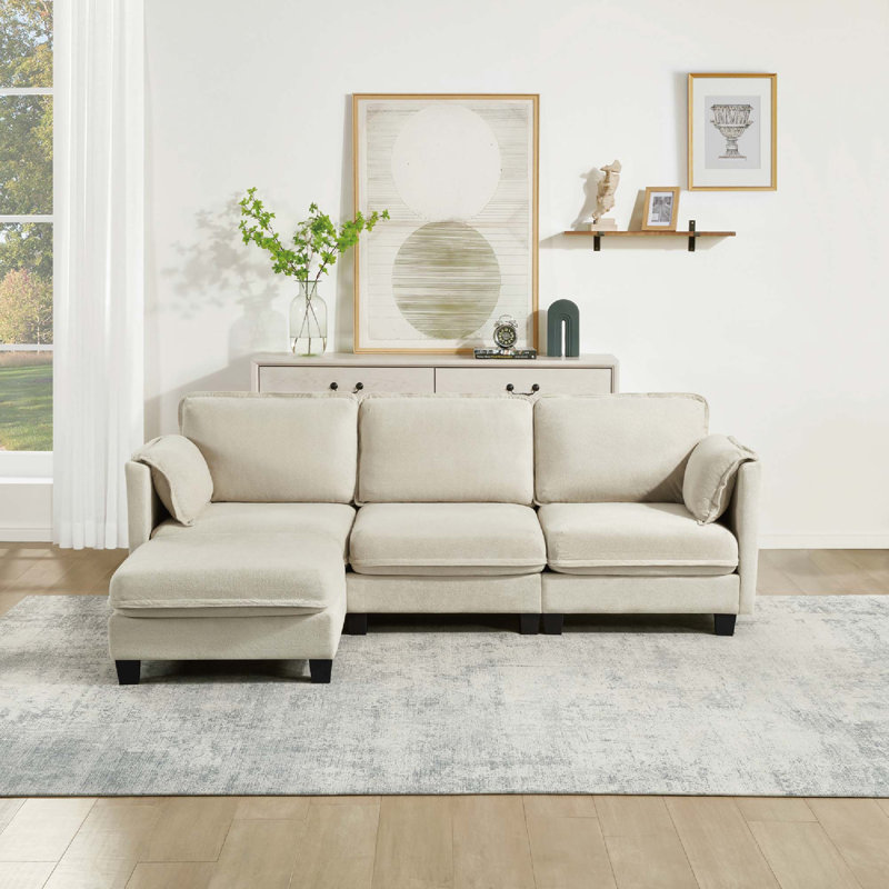 Canapé modulaire en L avec accoudoirs de rangement amovibles