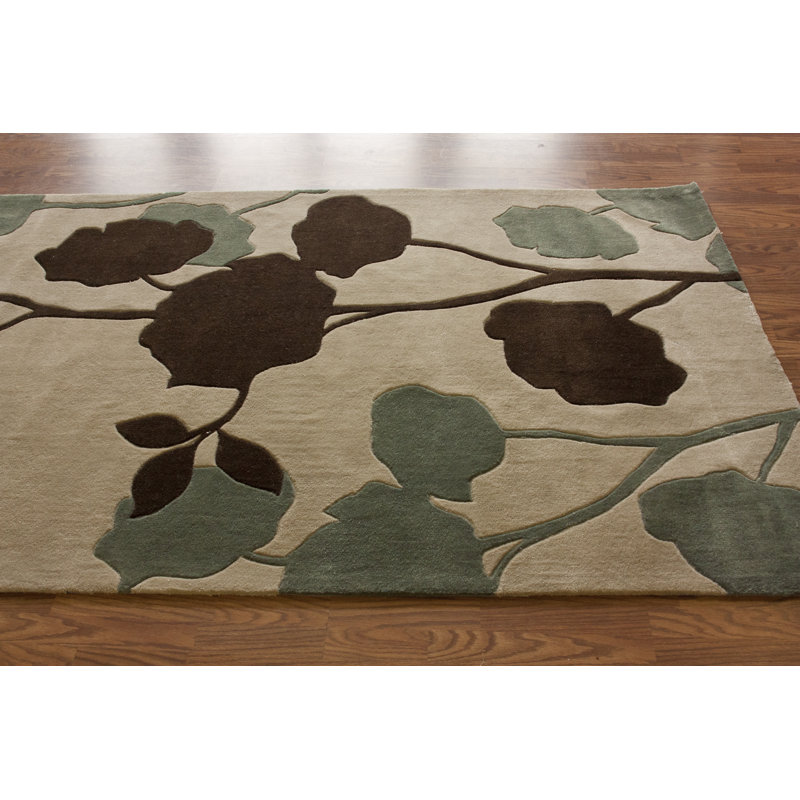 Tapis beige à feuilles Joni, 7 pi 7,2 po x 9 pi 6 po