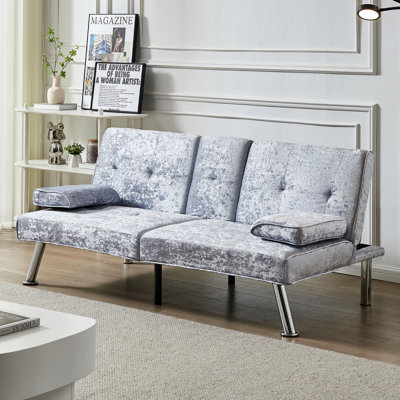 Canapé-lit moderne en velours, canapé-lit futon de 66 po avec accoudoirs amovibles et lit de repos réglable