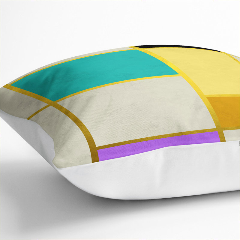 Abstract Lines Square Throw Cushion, White, 55cm H x 55cm W x 20cm D