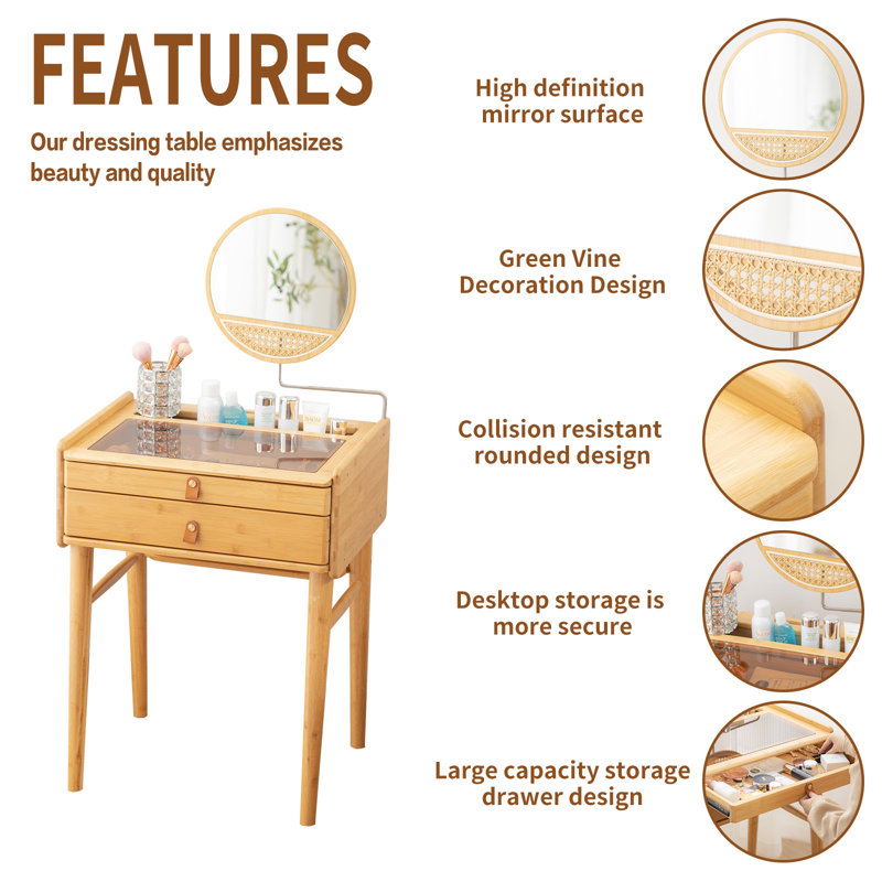 Coiffeuse en bois avec miroir