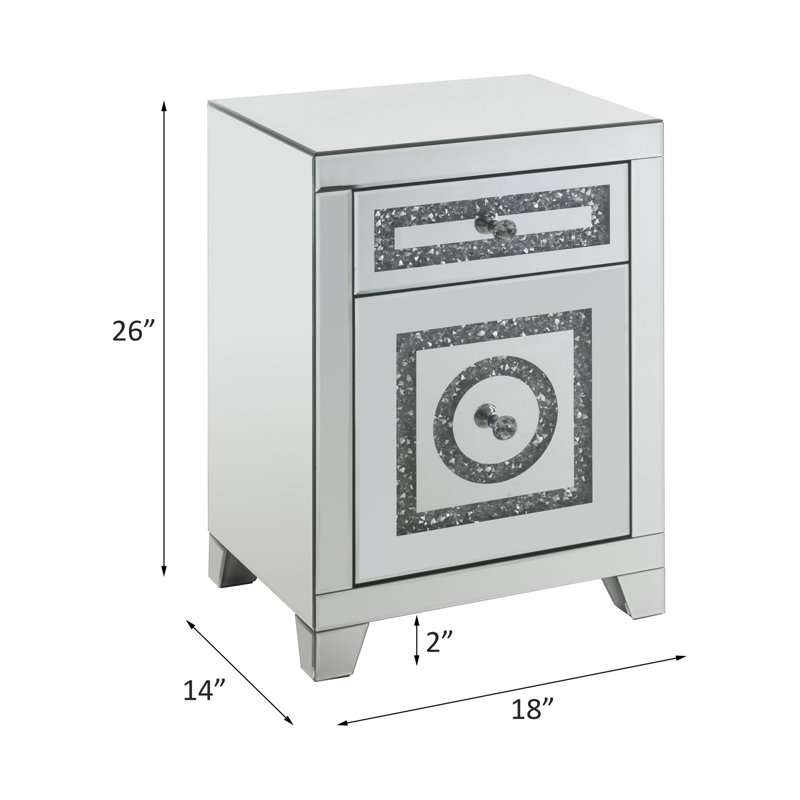 Table miroitante ornée de faux diamants avec fonction de rangement Sparkling Faux Diamonds