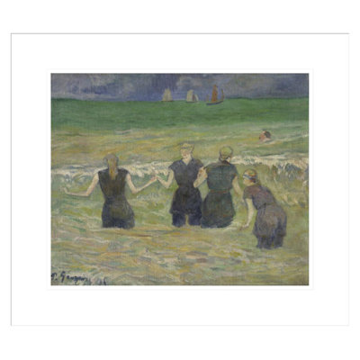«Women Bathing» par Paul Gauguin - Estampe numérique encadrée