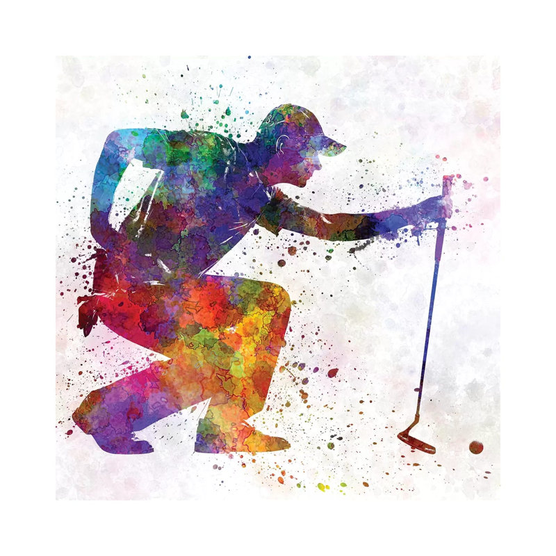 Golfer Crouching Silhouette II by Paul Rommer - Wrapped Canvas Painting, 66.04 cm H x 66.04 cm W