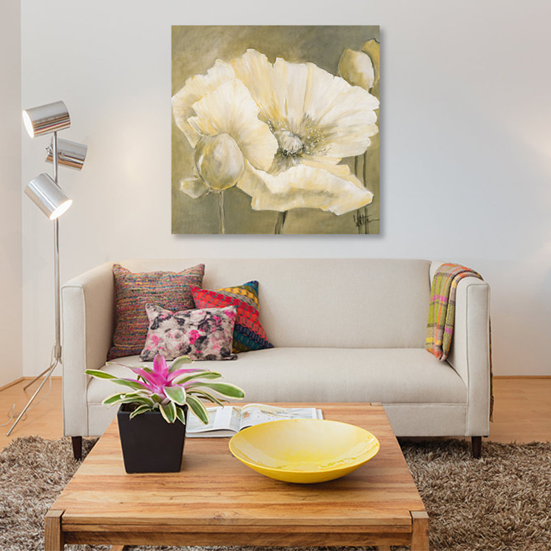 «Poppy in White II», impression sur toile, H 12 po x l 12 po x P 1,5 po, Pas de tapis, Toile tendue
