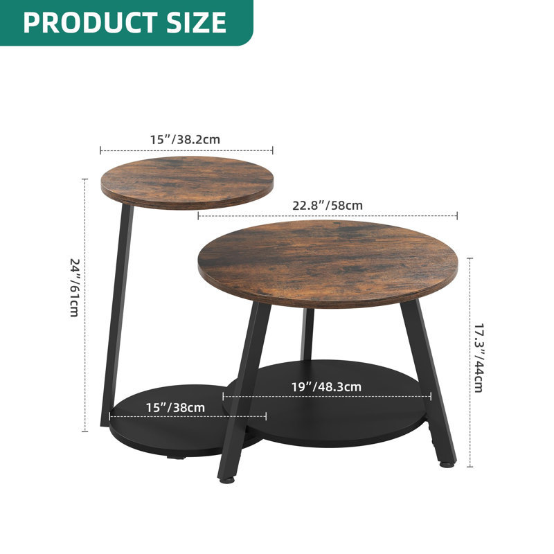 Coffee Table with Storage, Brown, Black