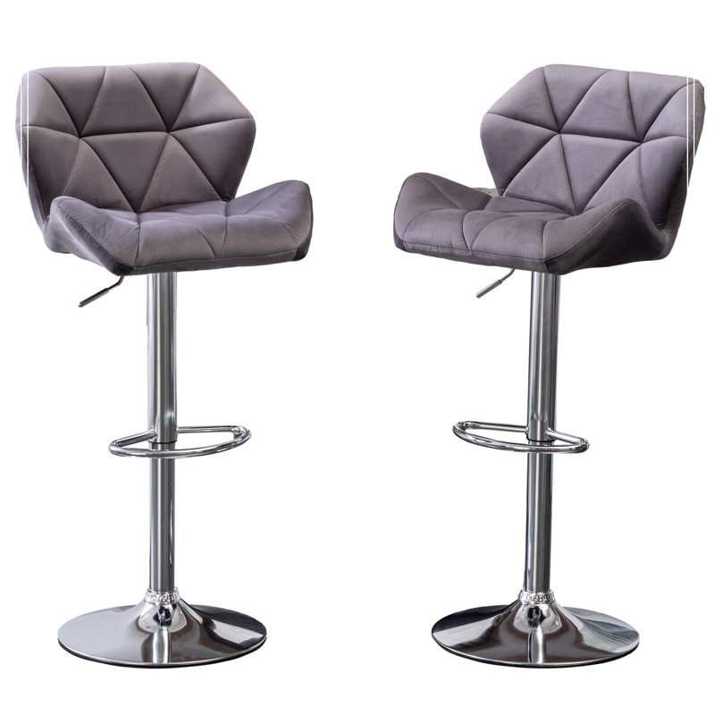 Tabouret de bar Breni Velvet Diamond, Gris