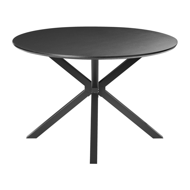 Round Metal Base Dining Table, Black