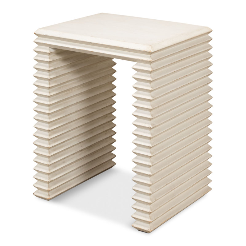 Stacked Solid Wood End Table, Antique White