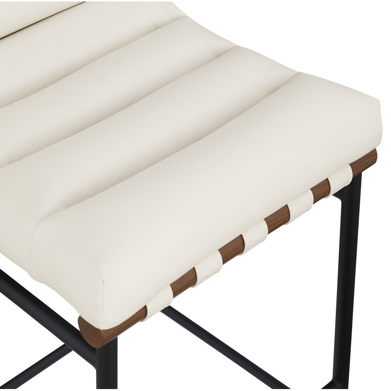 Vincentas Upholstered Counter Stool, Soft Cream Faux Leather, Counter Stool (26.4" Seat Height)