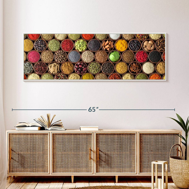 Épice de toutes sortes, 57" X 19", Cadre flottant blanc