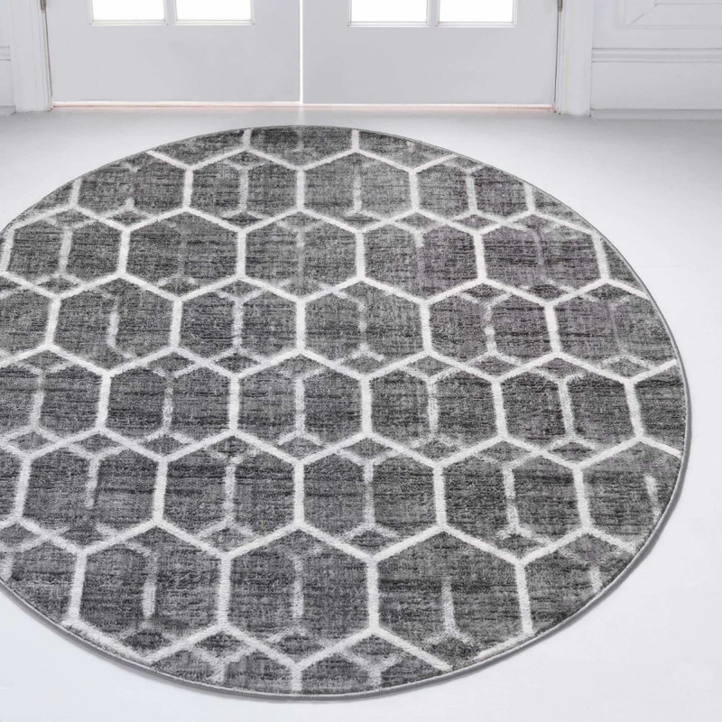 Clidy Abstract Indoor Rug, Round 8'