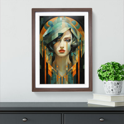 Art Deco Woman Geometric Art Framed Print