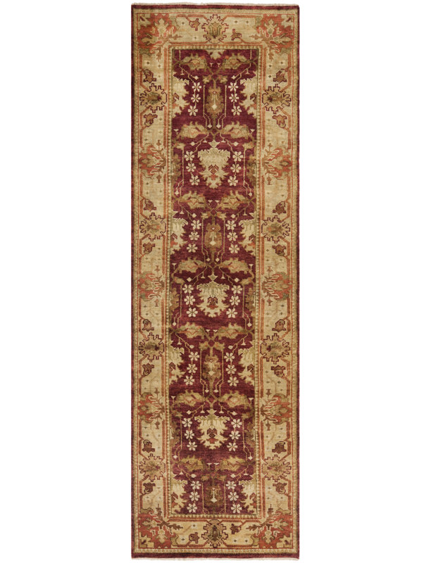 Oushak Oriental Hand-Knotted Wool Red Area Rug, Runner 3' x 10'
