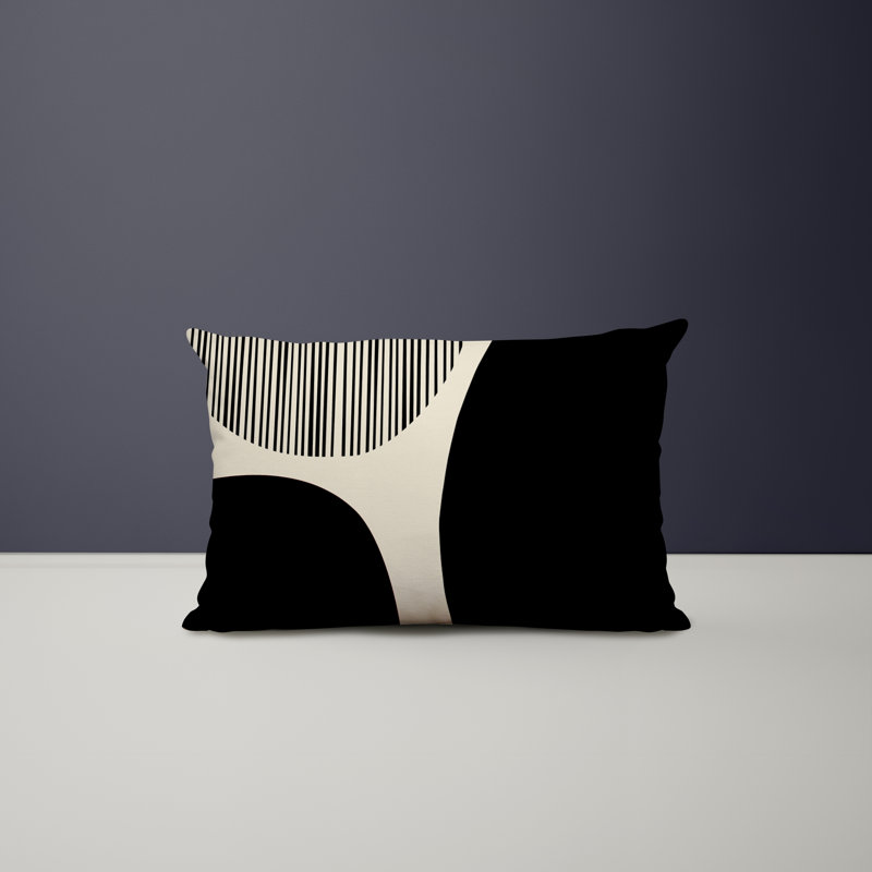 Housse et insert de coussin rectangulaire intérieur / extérieur en polyester / mélange de polyester Chamu, Noir / bleu marine
