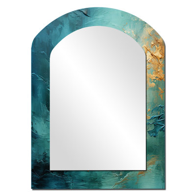 Teal Oasis III - miroir mural unique, paysages