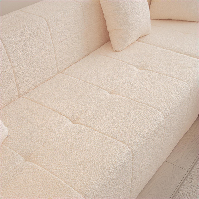 Canapé modulaire à assise profonde en L 105,5 po pour salon modulaire | Beige | Polyester, Polyester beige