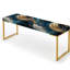 Banc rembourré or et bleu sarcelle-135359032