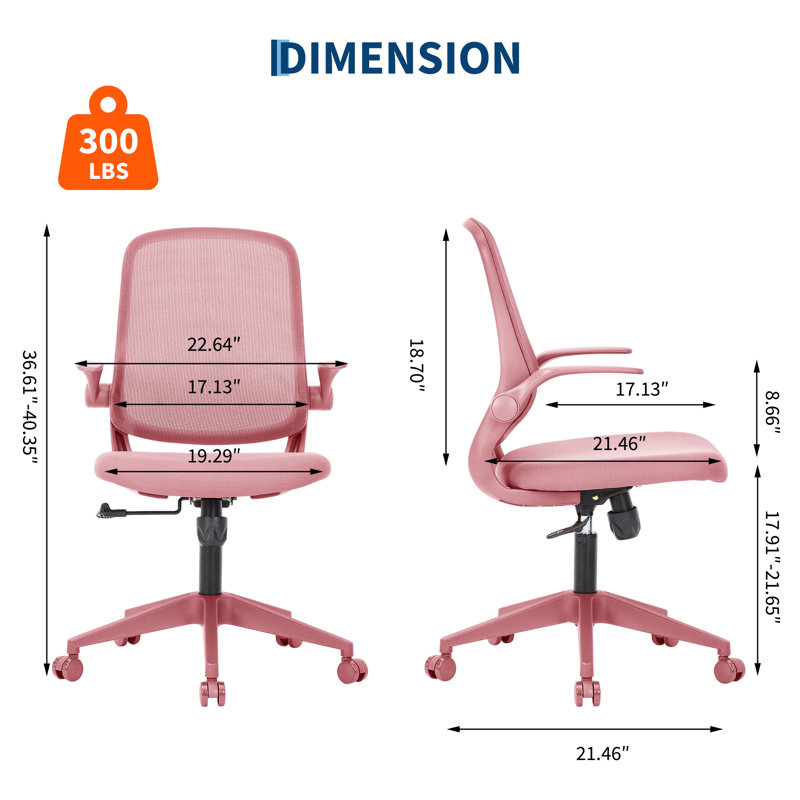 Fauteuil de bureau pivotant à hauteur réglable, Pink, Pink