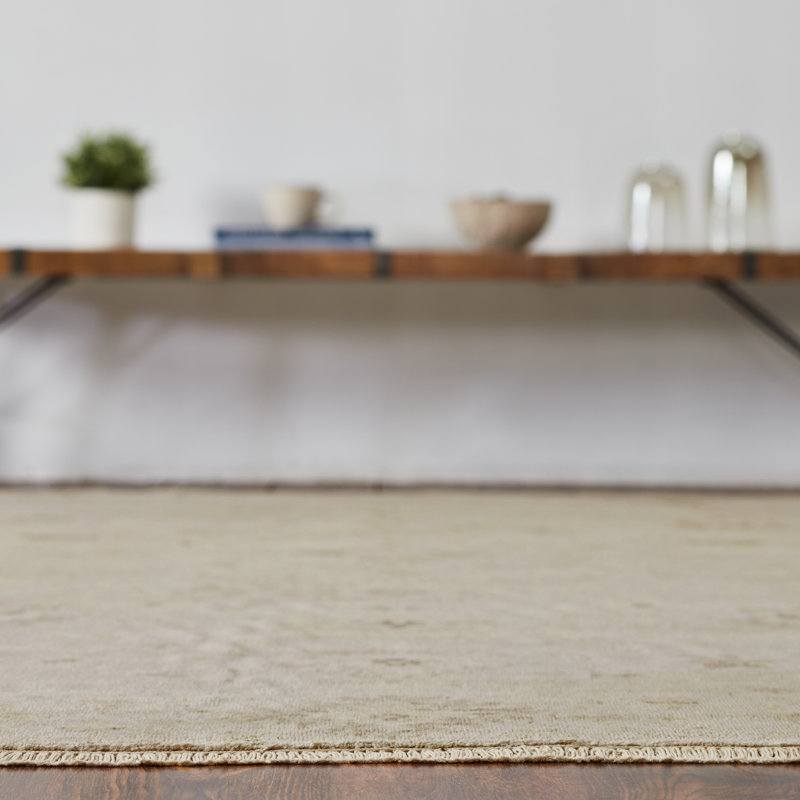 Wool Oriental Area Rug in Beige, Rectangle 9' x 12'