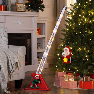 Magic of Christmas 44" Animated Christmas Crane - White Santa