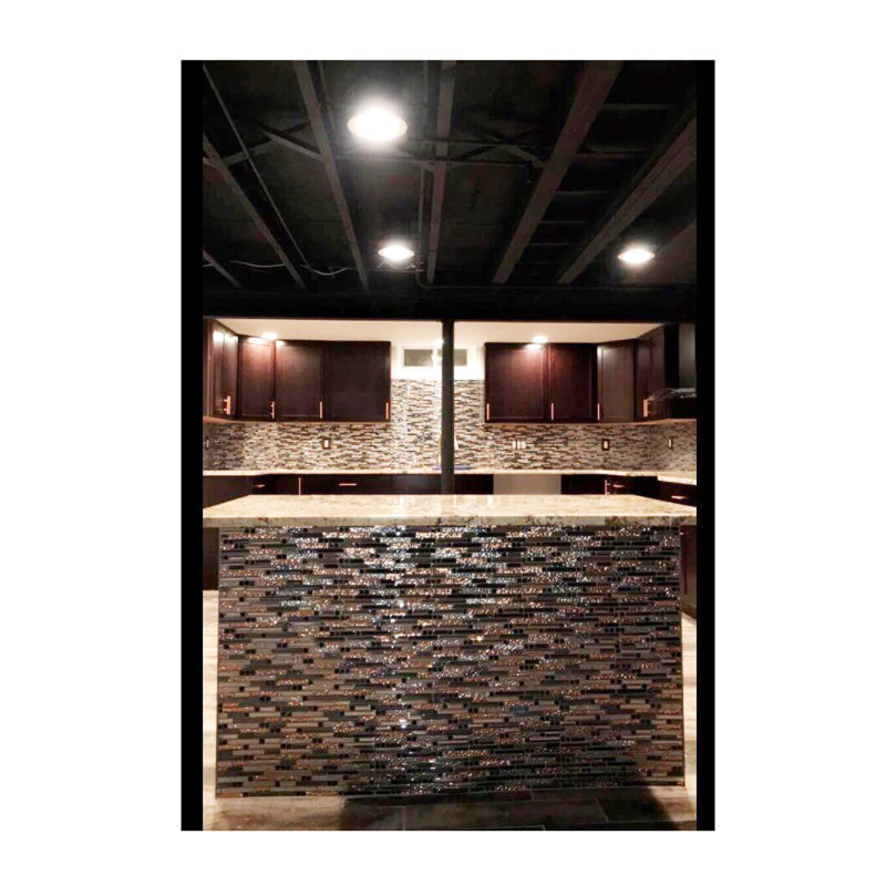 Red Wine Silver Rose Random Sized Glass Linear Mosaic Wall & Floor Tile