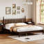 Lit plateforme en bois avec tête de lit en forme de gourde, lit plateforme de style rétro avec support à lattes en bois