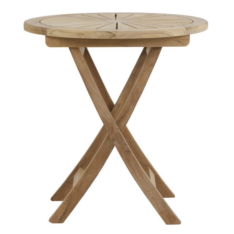 Round Teak Solid Wood Outdoor Bistro Table - 70 cm W 70 cm D