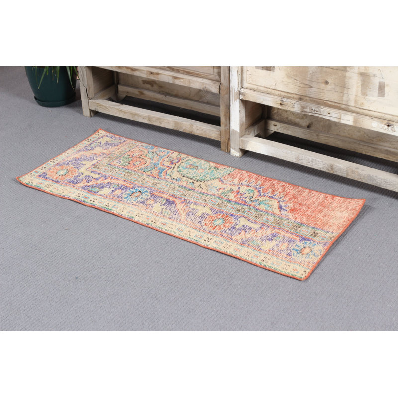 Small Vintage Turkish Rug For Entry Handmade From Anatolia With an Intricately Detailed Bohemian Design Perfect For Sprucing Up Your Entryway or Hallway